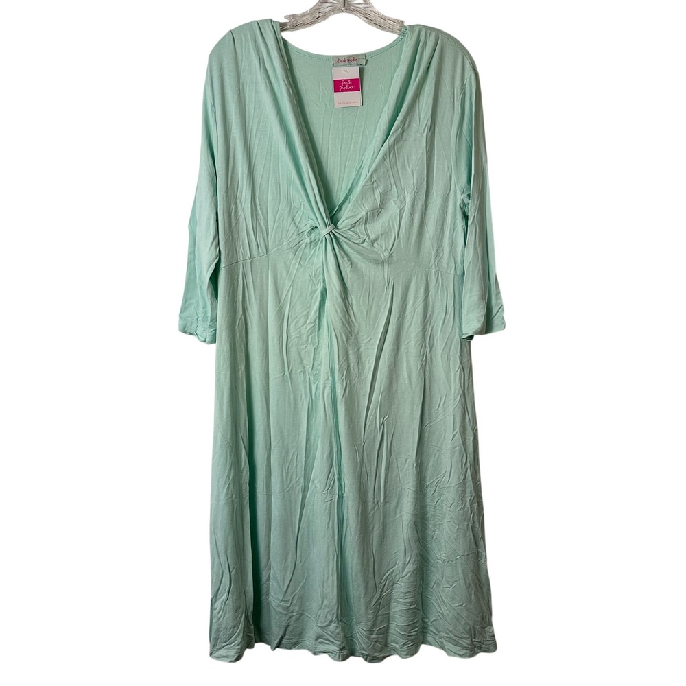 Fresh Produce Twist Front Dress XXL Sanibel Mint Green 3/4 Sleeve USA 21571 NEW